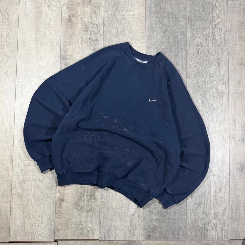 Vintage Y2K navy blue essential silver tag Nike crewneck sweatshirt Size XXL